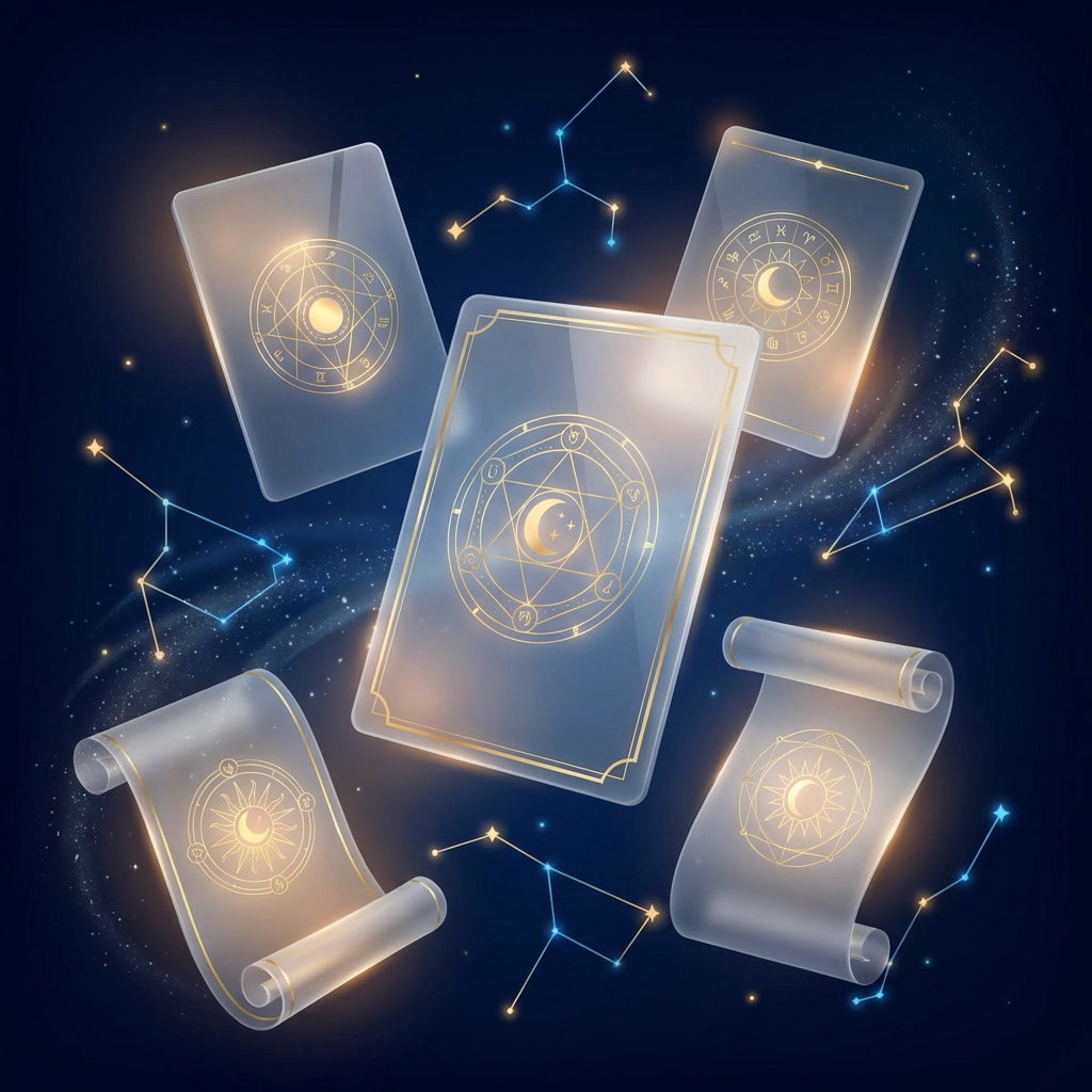 Asztrológiai termékek és PDF anyagok illusztráció